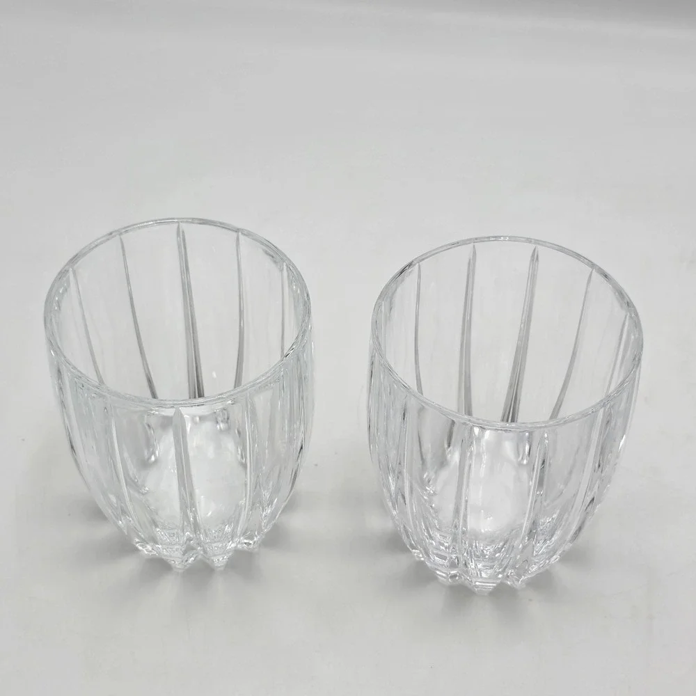 2 X MARQUIS BY WATERFORD OMEGA PATTERN DOUBLE‎ OLD FASHIONED GLASS HEAVY SIGNED